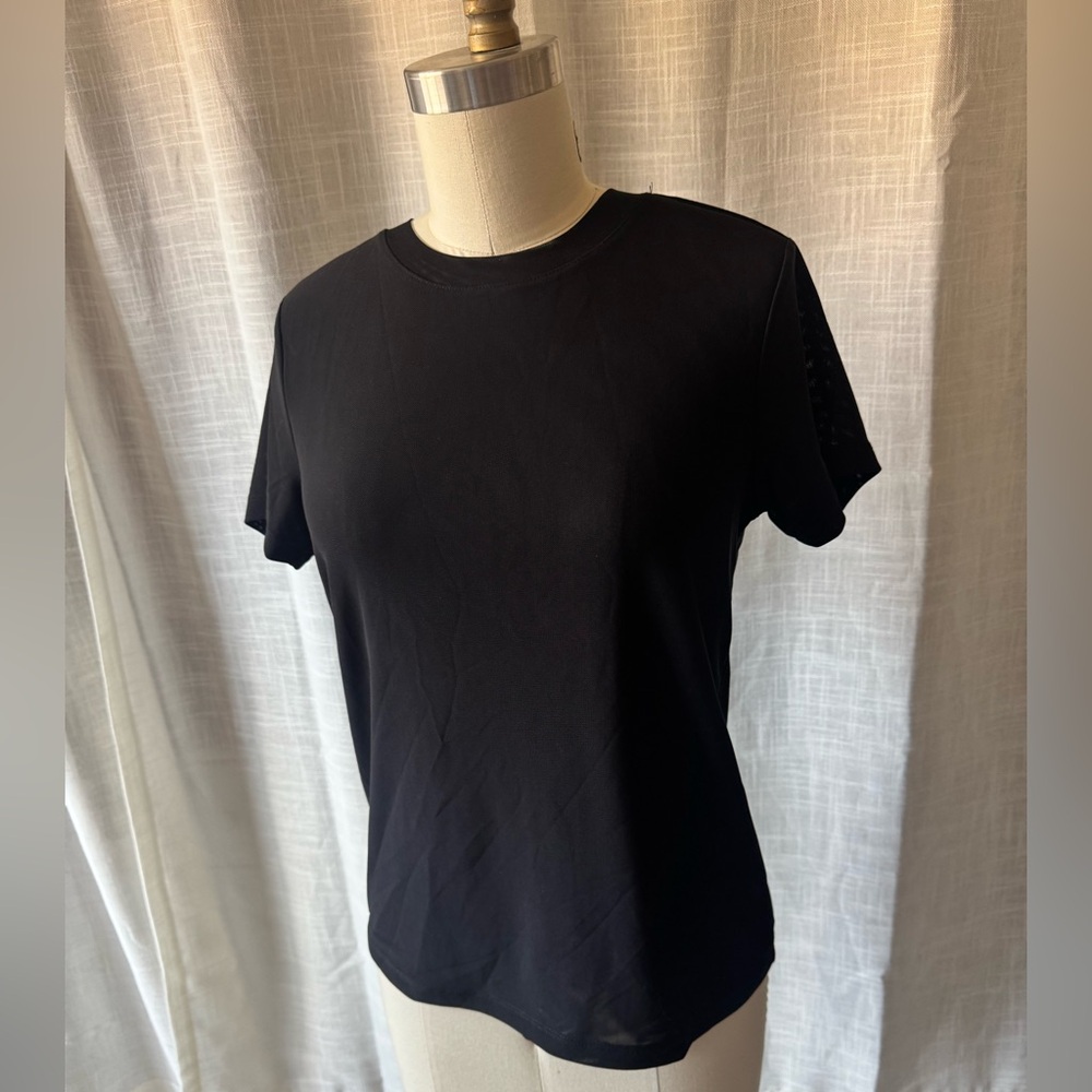 SANCTUARY Mesh Elegant Black Top